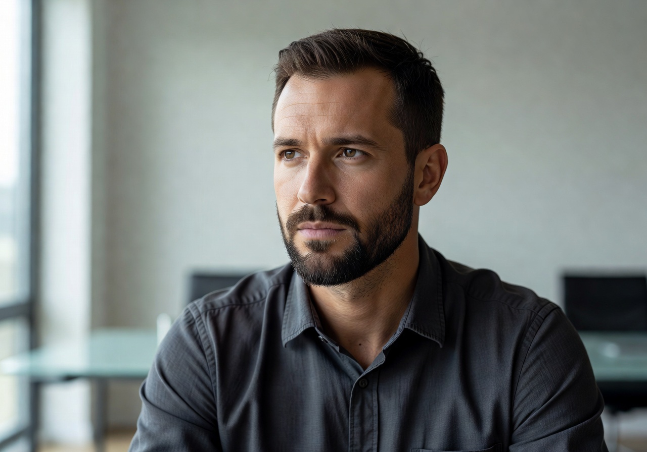 Portrait of Erik Vassberg, co-founder with thoughtful expression and short beard