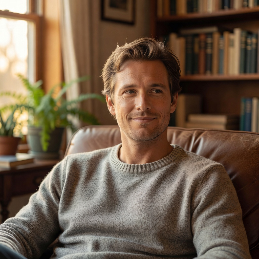Portrait of Thomas R., a relaxed man with light brown hair